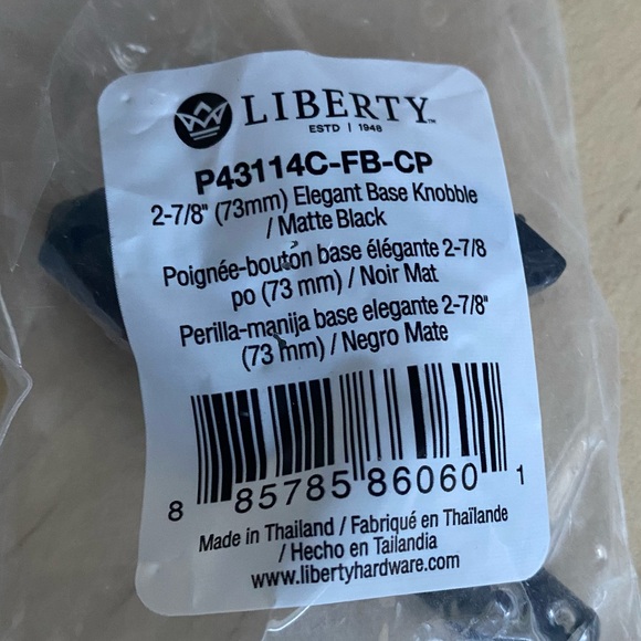 Knob, elegant bar style, hardware, drawer poles, handles, Matt Black by Liberty - Picture 3 of 14